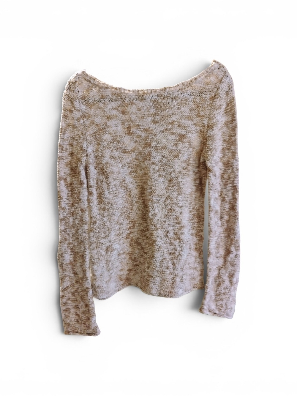 Moda International Cream & Tan Chenille Scoop Neck Sweater SZ M